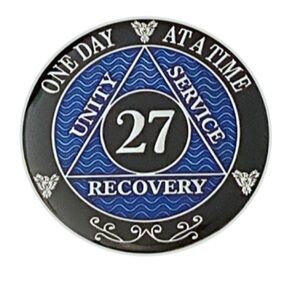 Silver Recovery Coin AA 27 Year Coin Blue, Silver Color Plated Medallion